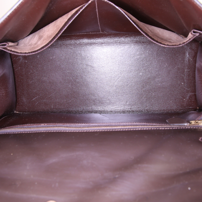 Hermes Kelly 35 cm handbag in brown box leather - Detail D2