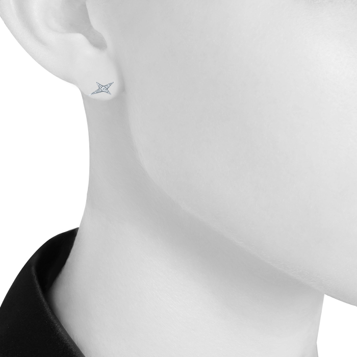 Pendientes Mauboussin Etoile Divine modelo pequeño en oro blanco y diamantes - Detail D1