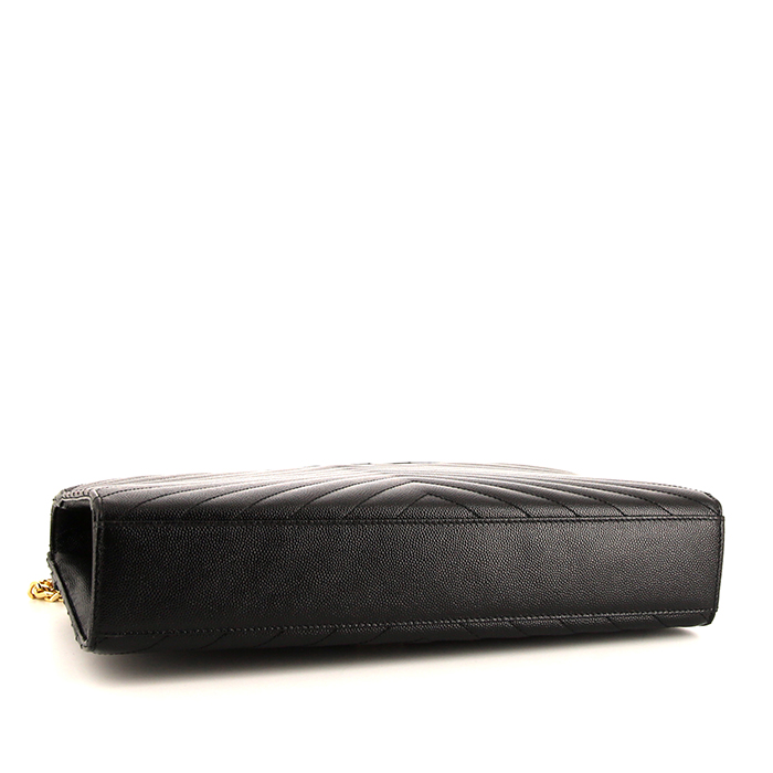 Saint Laurent College large model handbag in black chevron quilted leather - Detail D5