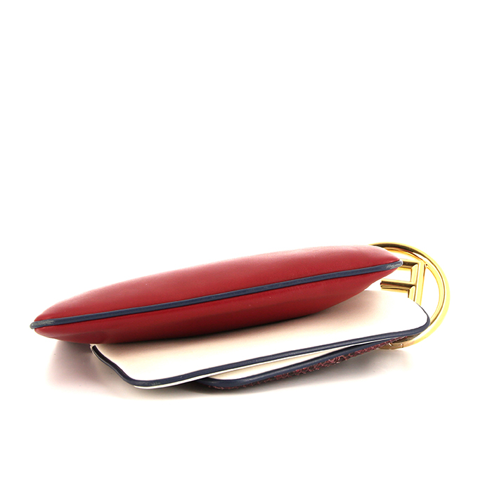 Pochette Fendi Triplette  en cuir rouge et blanc et python rouge - Detail D4