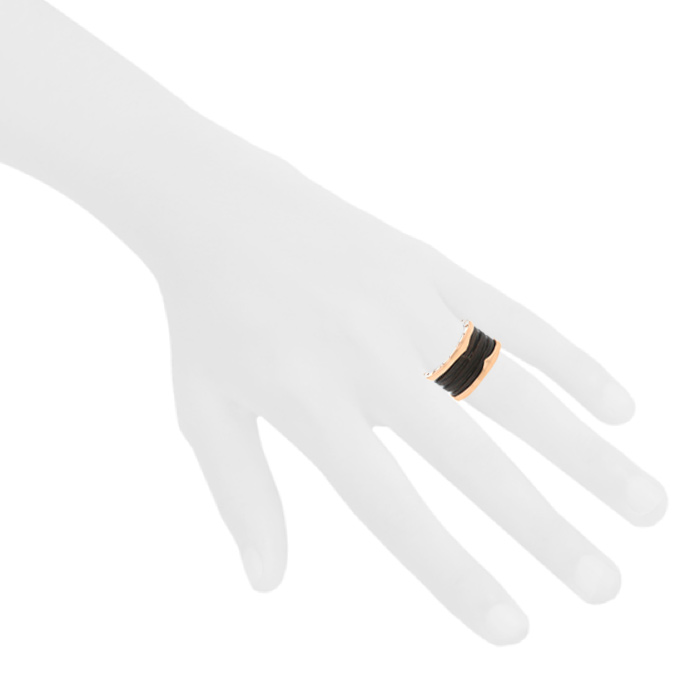 Bulgari B.Zero1 large model ring in pink gold and marble - Detail D1