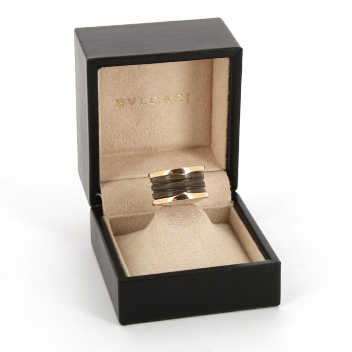 Anello Bulgari B.Zero1 modello grande in oro rosa e marmo brown - Detail D2