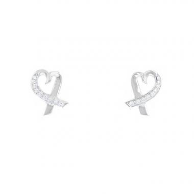 Paire de boucles d'oreilles Tiffany & Co Loving Heart en or blanc et diamants