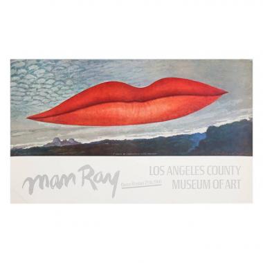 Man Ray, rare vintage poster after "A l’heure des observatoires - les amoureux" realized for his retrospective at the Los Angeles County Museum of Art, of 1966