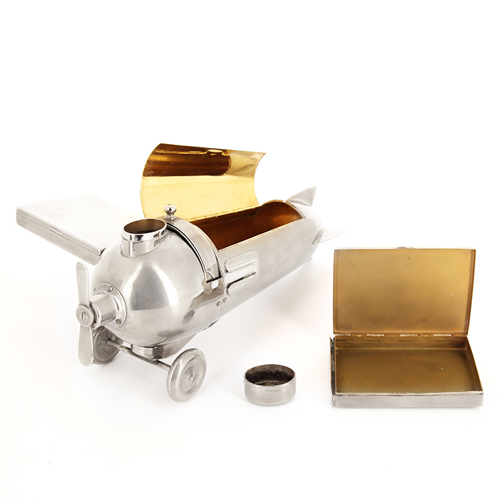 Rare nécessaire de fumeur en forme de modèle réduit de Monoplan des années 1930 - Detail D1