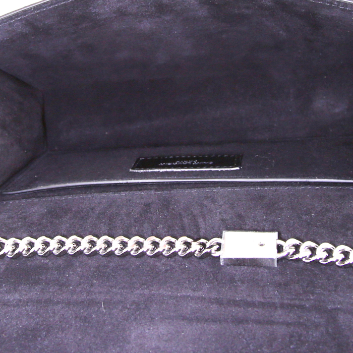 Saint Laurent Kate shoulder bag in silver canvas - Detail D2