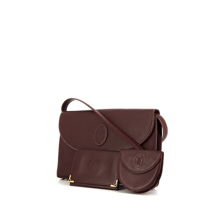 Cartier shoulder bag in burgundy leather - 00pp