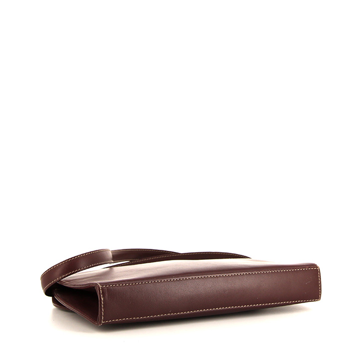 Cartier shoulder bag in burgundy leather - Detail D4