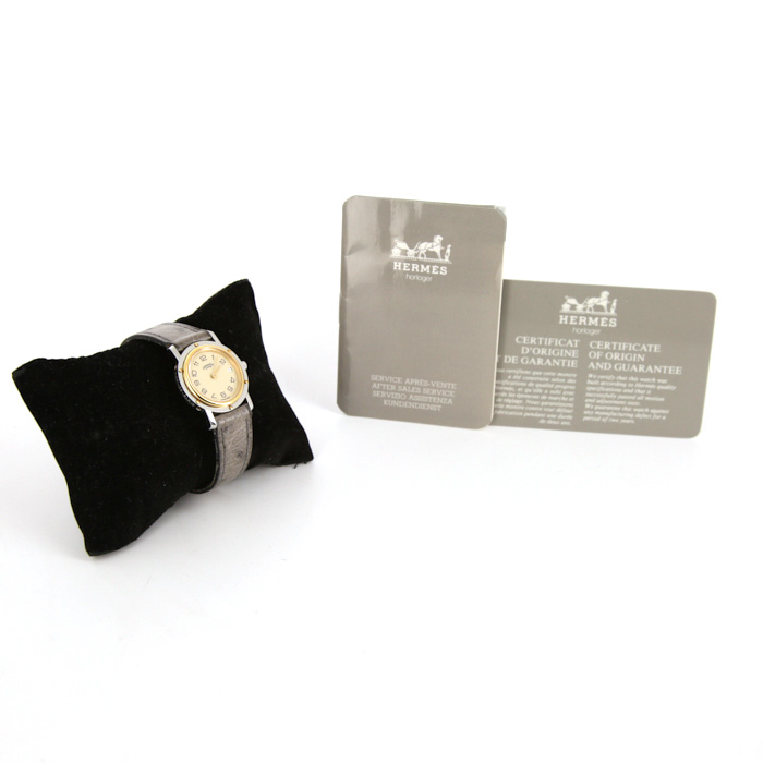 Reloj Hermes Clipper de acero y oro chapado Circa  1990