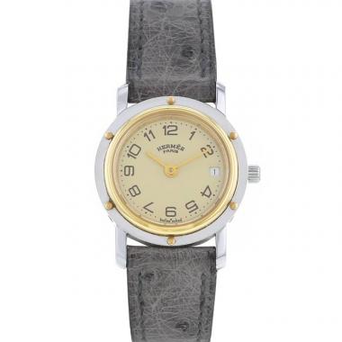 Hermes Clipper watch in stainless steel and gold plated Circa  1990