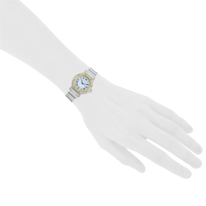 Montre Cartier Santos Ronde en or et acier Ref : 0907 Vers 1982 - Detail D1