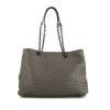 Bottega Veneta handbag in grey braided leather - 360 thumbnail