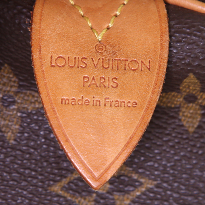 Bolsa de viaje Louis Vuitton Keepall 45 en lona Monogram marrón y cuero natural - Detail D3