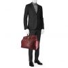 Hermes Haut à Courroies - Travel Bag travel bag in burgundy leather - Detail D1 thumbnail