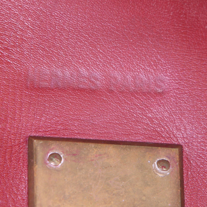 Sac de voyage Hermes Haut à Courroies - Travel Bag en cuir bordeaux - Detail D3