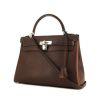 Hermes Kelly 32 cm handbag in brown epsom leather and orange piping - 00pp thumbnail