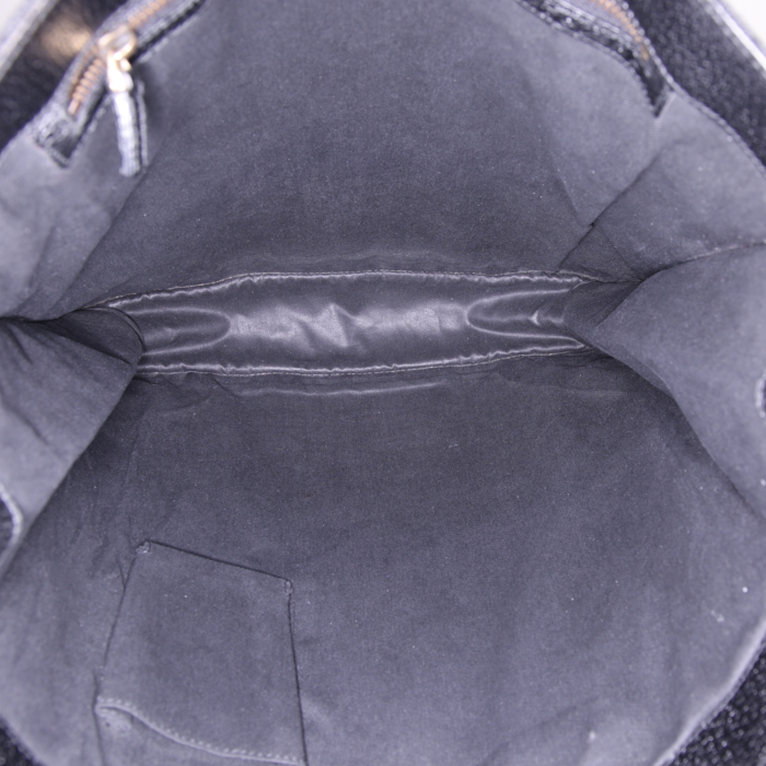 Borsa Gucci Vintage in tela monogram nera e pelle nera - Detail D2