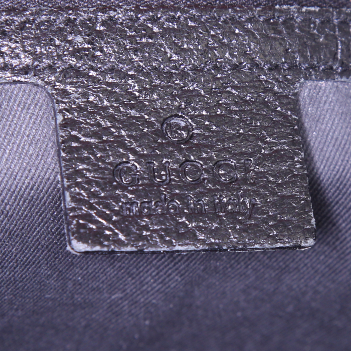 Sac à main Gucci Vintage en toile monogram noire et cuir noir - Detail D3