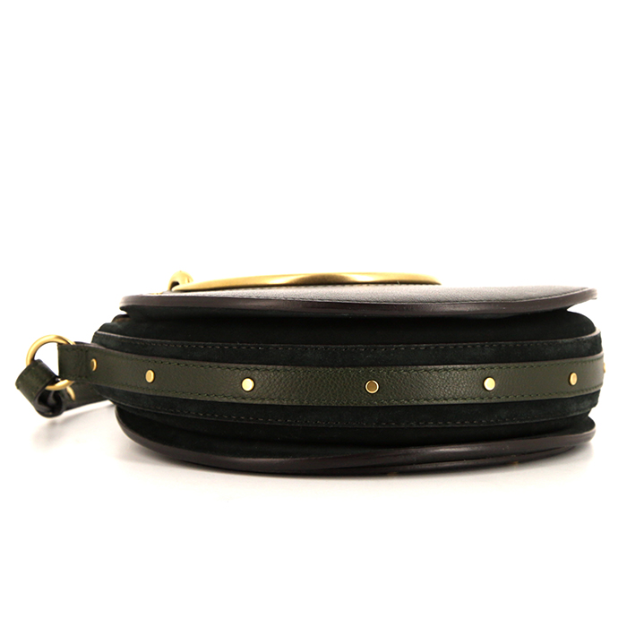 Sac bandoulière Chloé Pixie petit modèle en cuir vert-kaki et daim vert-kaki - Detail D5