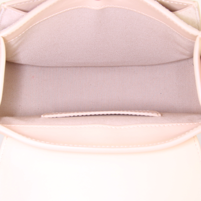 Chloé Tess small model shoulder bag in beige leather and beige suede - Detail D3