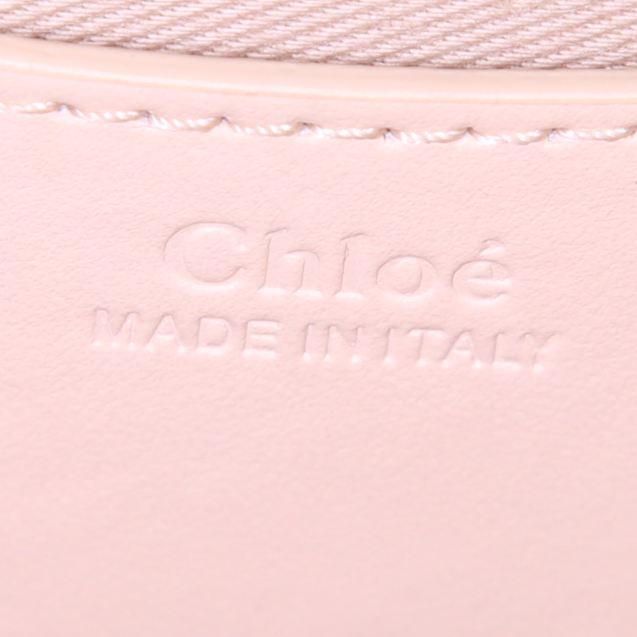 Chloé Tess small model shoulder bag in beige leather and beige suede - Detail D4