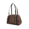 Shopping bag Louis Vuitton Rivington in tela a scacchi ebana e pelle lucida marrone - 00pp thumbnail