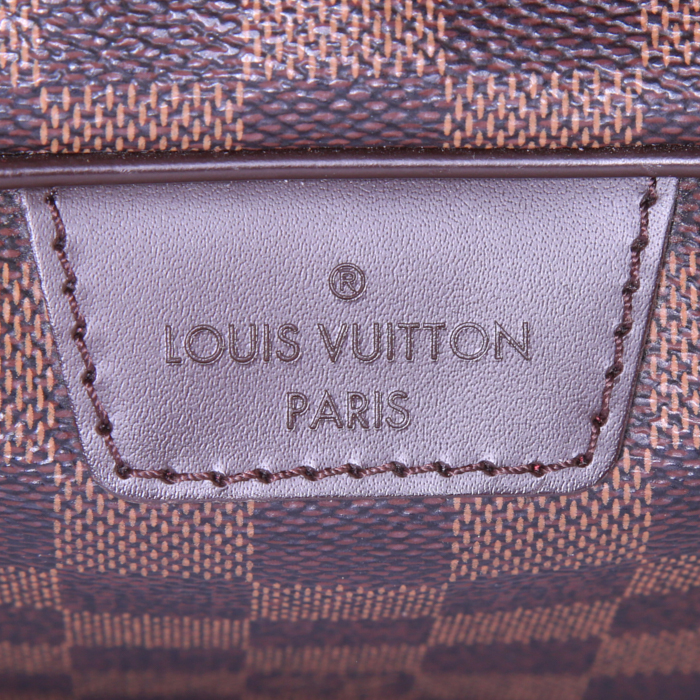 Shopping bag Louis Vuitton Rivington in tela a scacchi ebana e pelle lucida marrone - Detail D3