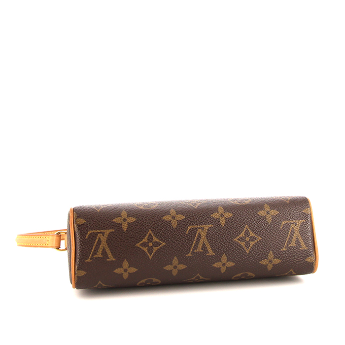 Sac à main Louis Vuitton en toile monogram marron et cuir naturel - Detail D4