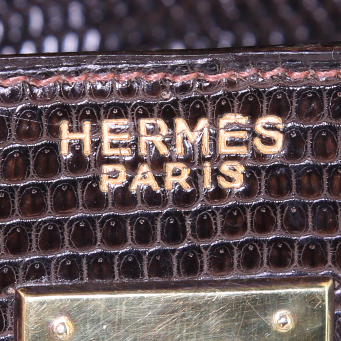 Sac à main Hermes Kelly 35 cm en lézard marron - Detail D4