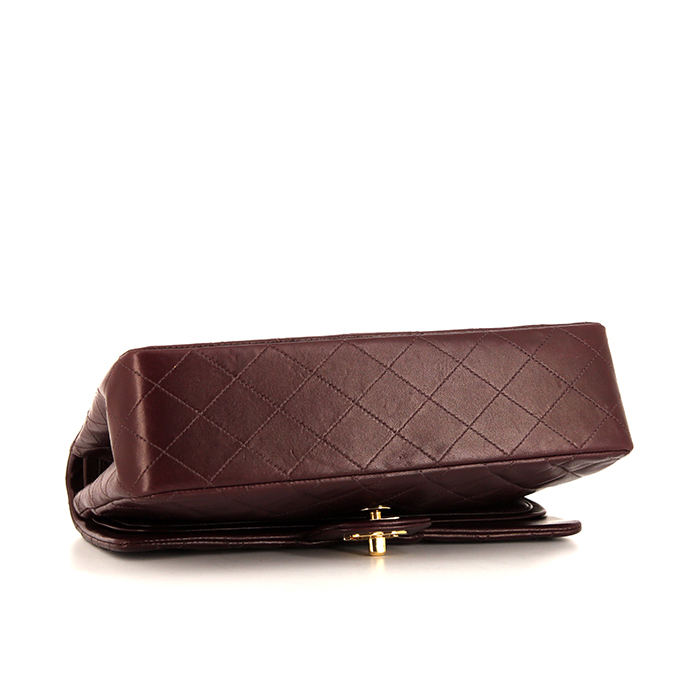 Sac à main Chanel Timeless en cuir matelassé bordeaux - Detail D5