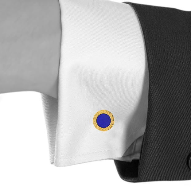 Bulgari Bulgari Bulgari pair of cufflinks in yellow gold and lapis-lazuli - Detail D1