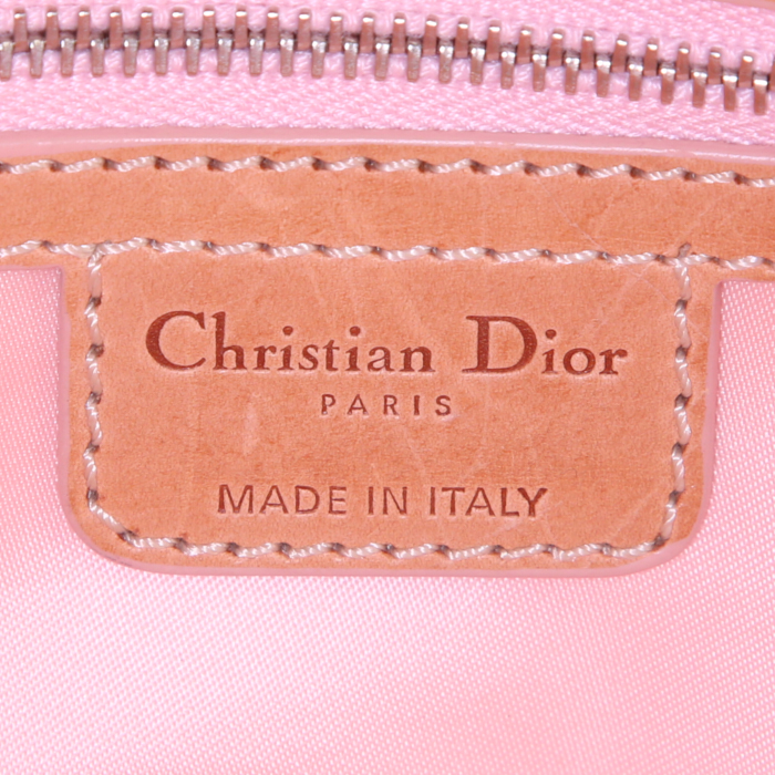 Bolso de mano Dior Vintage en lona Monogram beige y cuero marrón - Detail D3