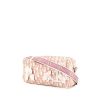 Borsa a tracolla Dior Vintage in tessuto a monogramma Oblique rosa e bianco con decoro floreale e pelle bianca - 00pp thumbnail