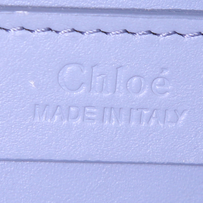 Chloé Roy Day bag worn on the shoulder or carried in the hand in blue leather and blue suede - Detail D4