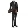 Louis Vuitton Keepall 55 cm travel bag in brown monogram canvas Macassar and black leather - Detail D2 thumbnail