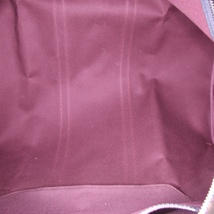 Sac de voyage Louis Vuitton Keepall 55 cm en toile monogram Macassar marron et cuir noir - Detail D3