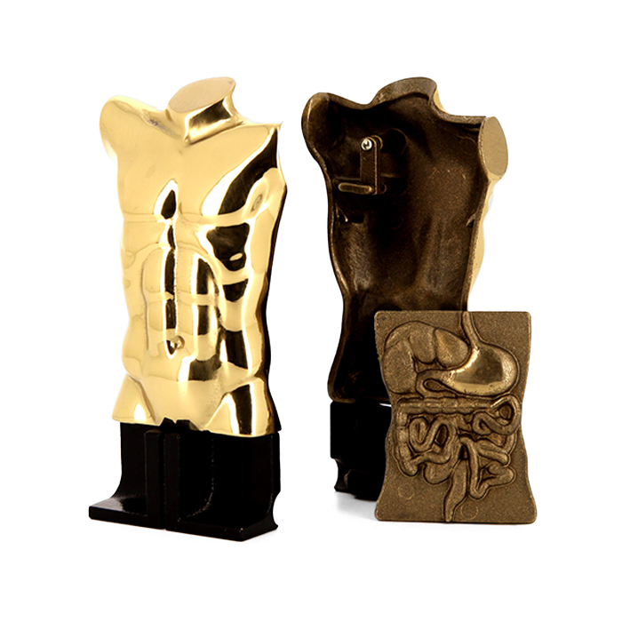 Miguel Berrocal, "Epigastric torso", in gilded and polished bronze, Artcurial edition, signed and numbered, from 1989