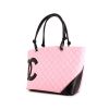 Chanel Cambon shopping bag in pink and black quilted leather - 00pp thumbnail