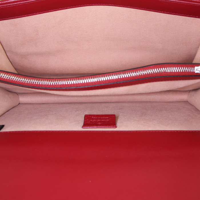 Bolso de mano Gucci Dionysus en tweed Monogram blanco y negro y cuero color burdeos - Detail D3