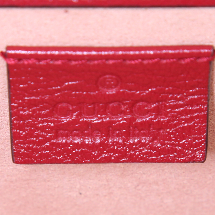 Gucci Dionysus handbag in white and black monogram tweed and burgundy leather - Detail D4