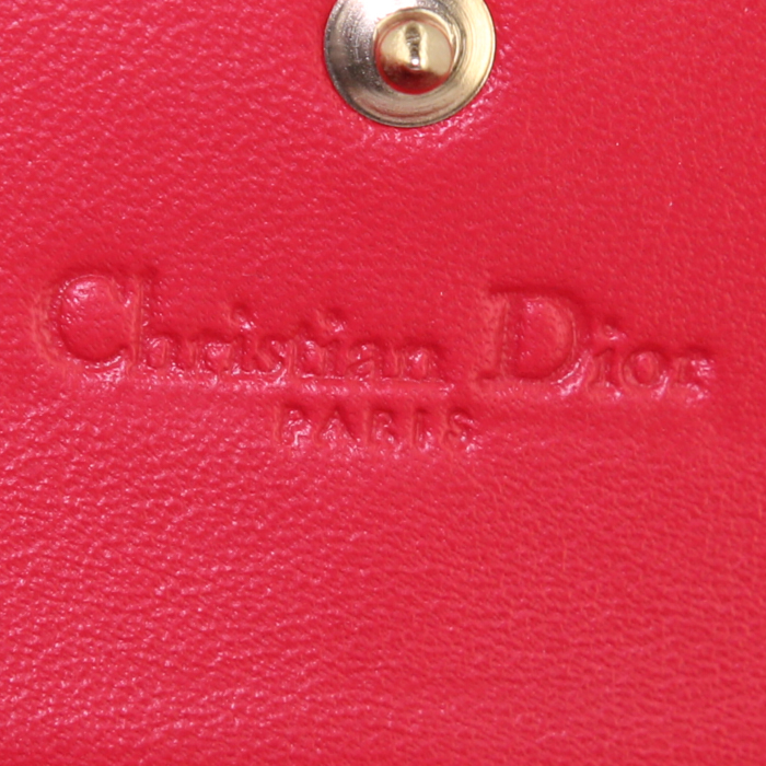 Dior Lady Dior Rendez-vous handbag/clutch in red patent quilted leather - Detail D4
