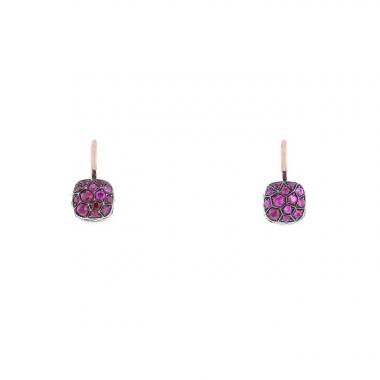 Paire de boucles d'oreilles Pomellato Nudo en or rose,  or blanc et rubis