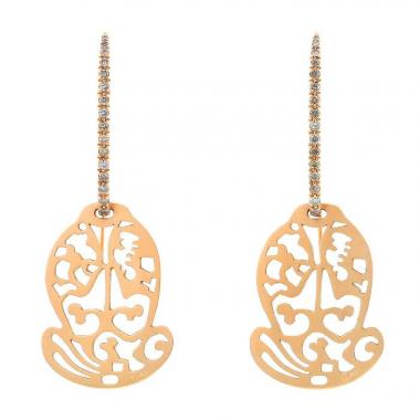 Pendientes colgantes Pomellato Ming en oro rosa y diamantes marrones
