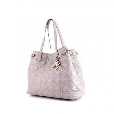Bolso Cabás Dior Panarea en lona cannage gris y cuero gris