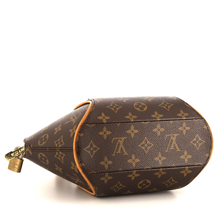 Louis Vuitton Ellipse small model handbag in brown monogram canvas and natural leather - Detail D4