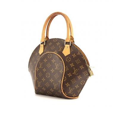 Bolso de mano Louis Vuitton Ellipse modelo pequeño en lona Monogram marrón y cuero natural