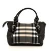 Burberry handbag in black and white Haymarket canvas and black leather - 360 thumbnail