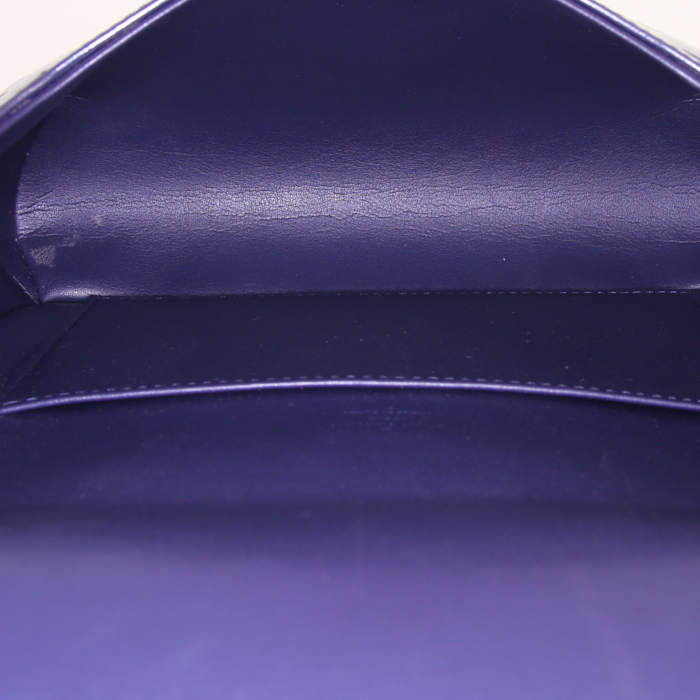 Bolso de mano en charol Monogram azul y cuero natural - Detail D2