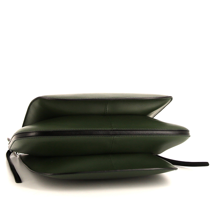 Sac à main Prada Margit en cuir vert-kaki - Detail D4