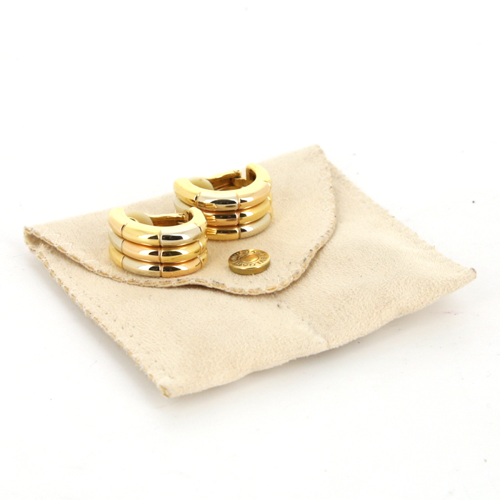 Bulgari 1990's earrings for non pierced ears in 3 golds - Detail D2